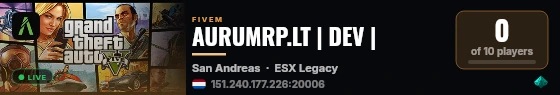 AURUMRP.LT | DEV | live status badge