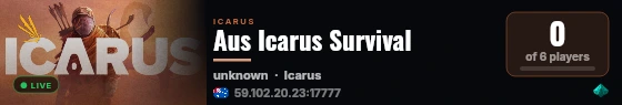 Aus Icarus Survival live status badge