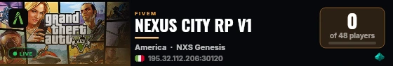 NEXUS CITY RP V1 live status badge