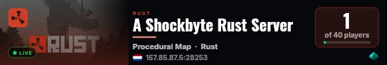A Shockbyte Rust Server live status badge