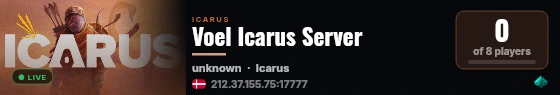 Voel Icarus Server live status badge