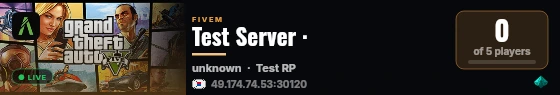 Test Server ·  live status badge