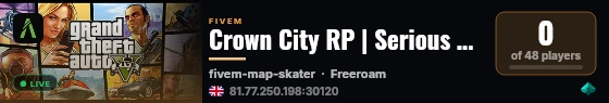 Crown City RP | Serious UK Roleplay live status badge