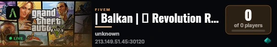 | Balkan | 🚀 Revolution RolePlay | 🔓 Nema Whitelistu live status badge