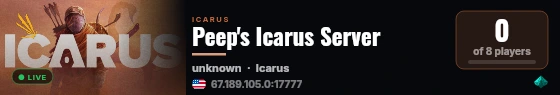 Peep's Icarus Server live status badge