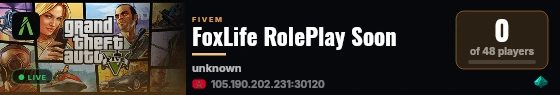 FoxLife RolePlay Soon live status badge