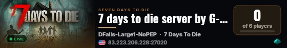7 days to die server by G-portal live status badge