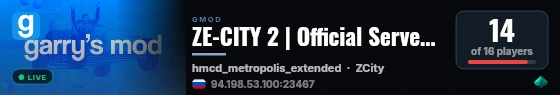 ZE-CITY 2 | Official Server | Русский live status badge