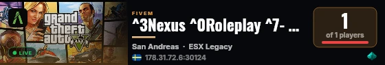 ^3Nexus ^0Roleplay ^7- discord.gg/Nexusrp live status badge