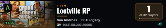 Lootville RP live status badge
