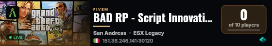 BAD RP - Script Innovativi - 120 FPS - Attivita Free live status badge