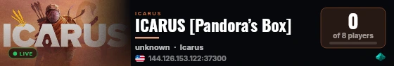 ICARUS [Pandora’s Box] live status badge