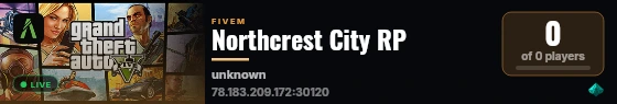 Northcrest City RP live status badge