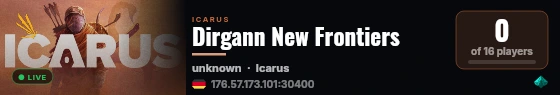 Dirgann New Frontiers live status badge