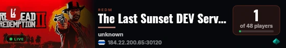 The Last Sunset DEV Server live status badge