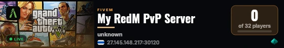 My RedM PvP Server live status badge