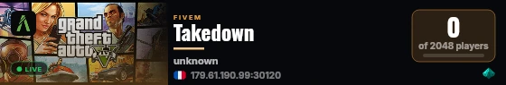 Takedown live status badge