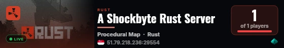 A Shockbyte Rust Server live status badge