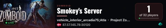 Smokey's Server live status badge