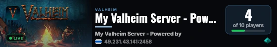 My Valheim Server - Powered by AMP live status badge