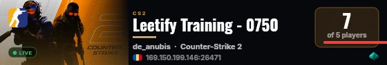 Leetify Training - 0750 live status badge