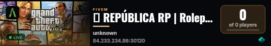🎭 REPÚBLICA RP | Roleplay de Qualidade | 🌎 live status badge
