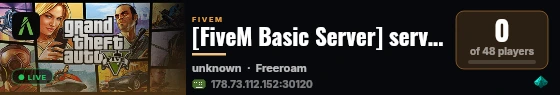server_3zo built with FiveM Basic Server! live status badge