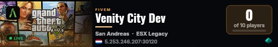 Venity City Dev live status badge