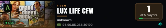 LUX LIFE CFW  live status badge