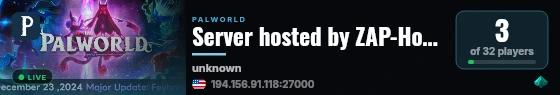 Server hosted by ZAP-Hosting.com live status badge