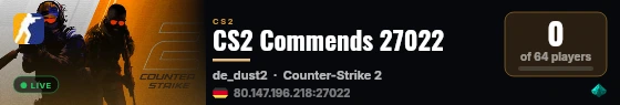 CS2 Commends 27022 live status badge