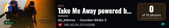 Take Me Away powered by PRACC.COM live status badge