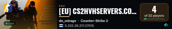 [EU] CS2HVHSERVERS.COM [SCOUT ONLY] NO Spread | NO DT live status badge