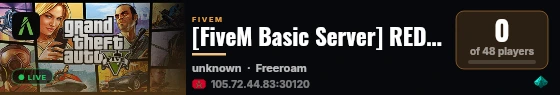 [FiveM Basic Server] RED PVP live status badge