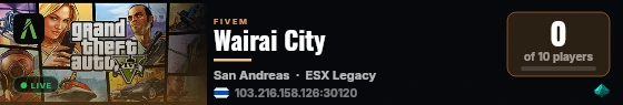 Wairai City live status badge