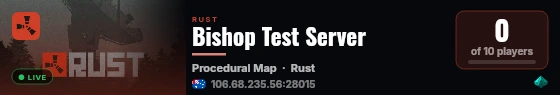 Bishop Test Server live status badge