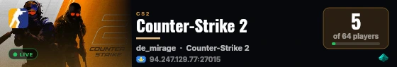 Counter-Strike 2 live status badge