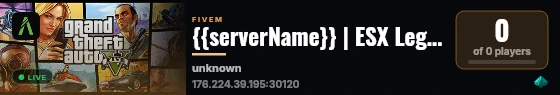 {{serverName}} | ESX Legacy Server live status badge