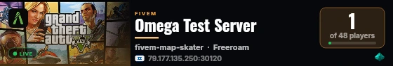 Omega Test Server live status badge