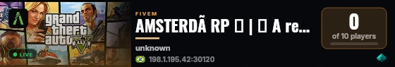 AMSTERDÃ RP 🐐 | 👹 A revolução do FiveM 👹 | 🎮 https://discord.gg/kFCAh7dceZ live status badge