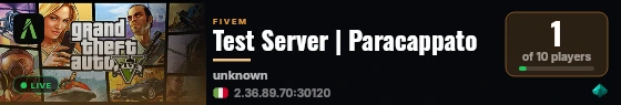 Test Server | Paracappato live status badge