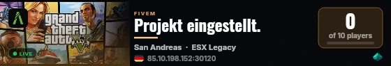 Projekt eingestellt. live status badge