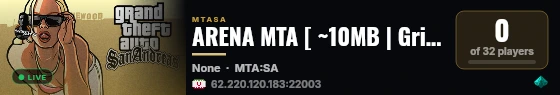 ARENA MTA [ ~10MB | Gridshot | Duel | Freeroom ] live status badge