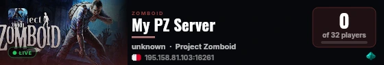 My PZ Server live status badge
