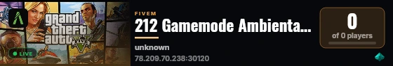 212 Gamemode Ambientata Italiana | Developed by discord.gg/fiveleaksontop live status badge