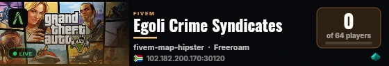 Egoli Crime Syndicates live status badge