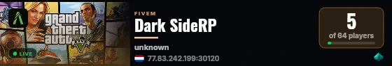 Dark SideRP live status badge