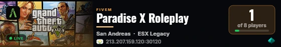 Paradise X Roleplay live status badge