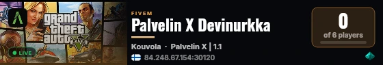 Palvelin X Devinurkka live status badge