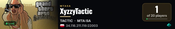 XyzzyTactic live status badge